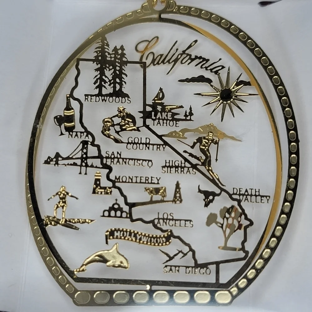 NIB CALIFORNIA Cities  24K Gold Finish Brass Ornament‎